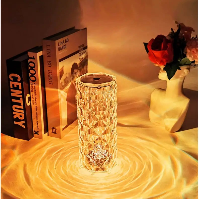 [ FREE DELIVERY ] Crystal Diamond Lamp 16 Colors Changing with Remote Control USB Rechargeable Rose Light | Fancy Table Lamp