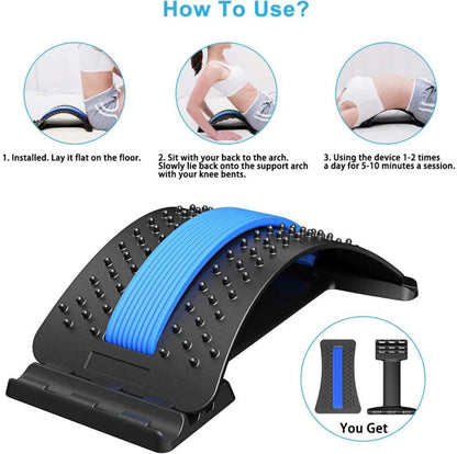 Magic Back Stretcher Lower Lumbar Massage Support Spine Pain Relief Back Massager