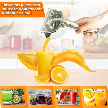 Manual Fruit Juicer, Portable StainlessSteel Lemon Orange Fruit Squeezer