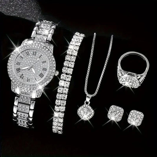 Glamorous 5pcs/ Women's Diamond Jewelry Set 💍💎