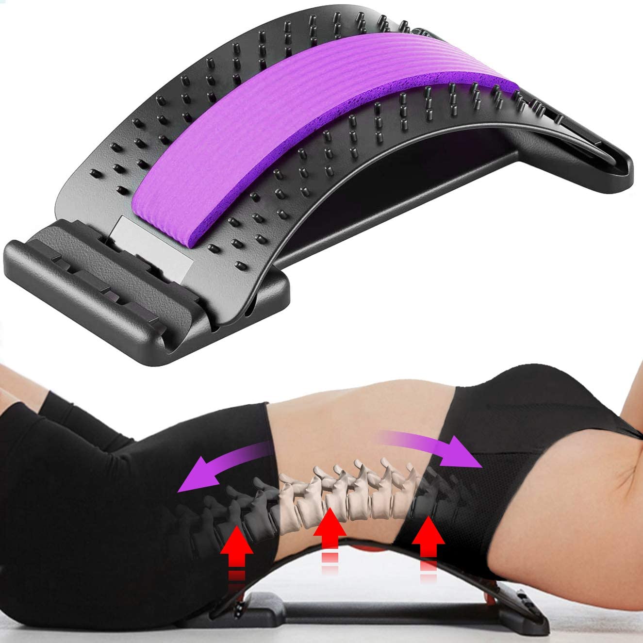 Magic Back Stretcher Lower Lumbar Massage Support Spine Pain Relief Back Massager